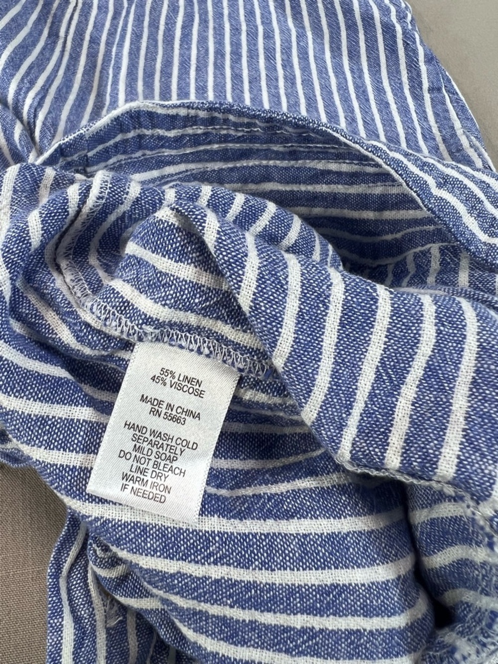 For Cynthia Women’s Blue White Stripe Linen Sleeveless Shift Dress Side Buttons - Picture 13 of 16